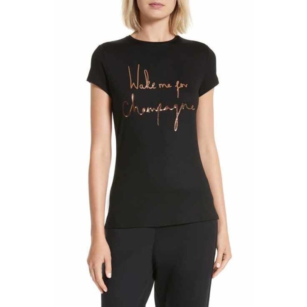 Ted Baker Wake Me For Champagne Black Shirt Size 2 (US 6)